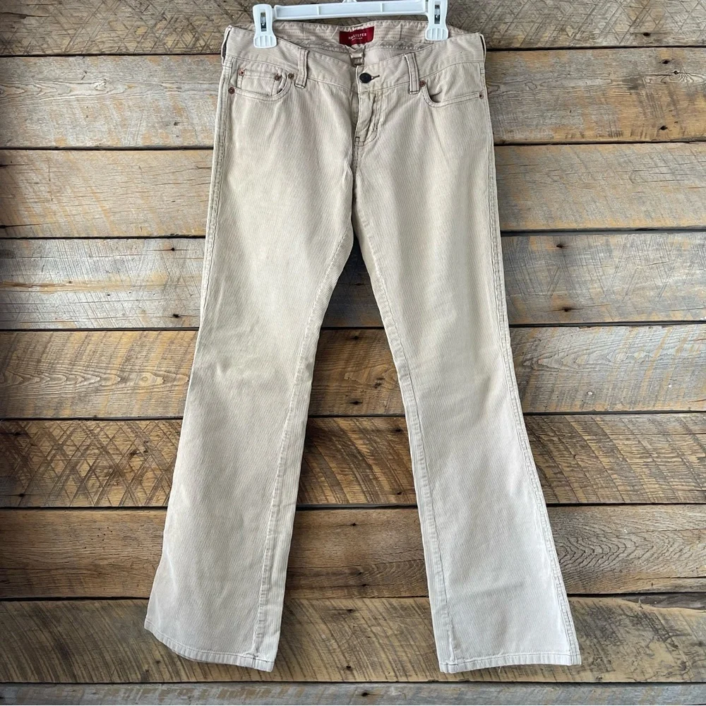 Vtg Y2K Hollister Tan Corduroy Flare Pants Junior 5 Stretch Retro Low Rise - Picture 3 of 15